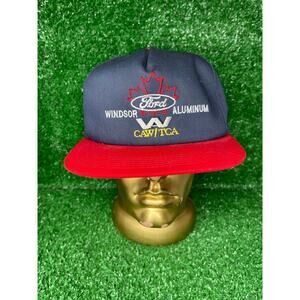 Rare Vintage Ford Hat Trucker Leather Strap Back Hat